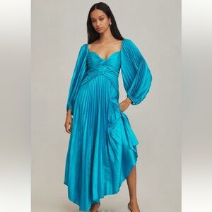 Acler Larimer long sleeve V-neck pleaded dress